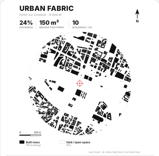 Figure-ground map in the Classic black palette, generated with MapToNap, Île de la Cité, Paris