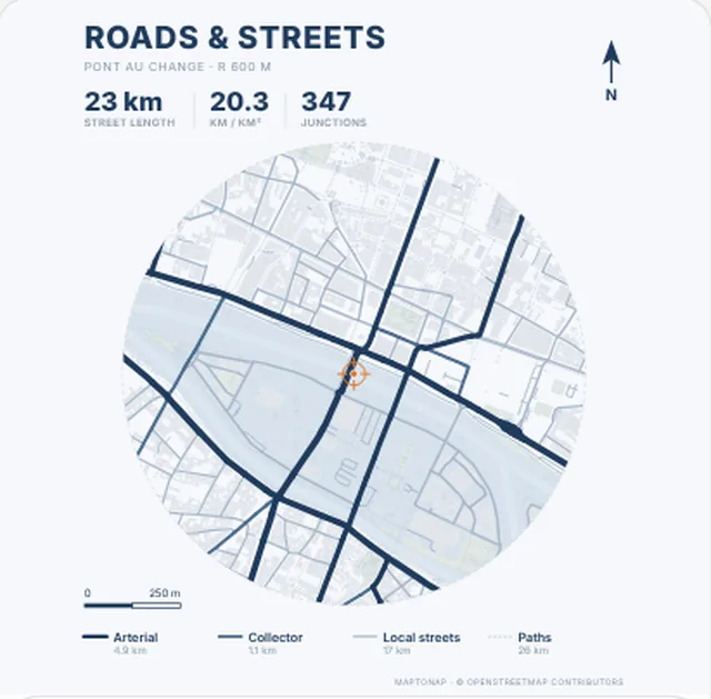 Streets and roads map in the Navy palette, generated with MapToNap, Île de la Cité, Paris
