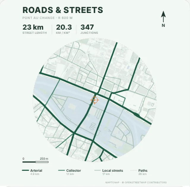 Streets and roads map in the Forest palette, generated with MapToNap, Île de la Cité, Paris