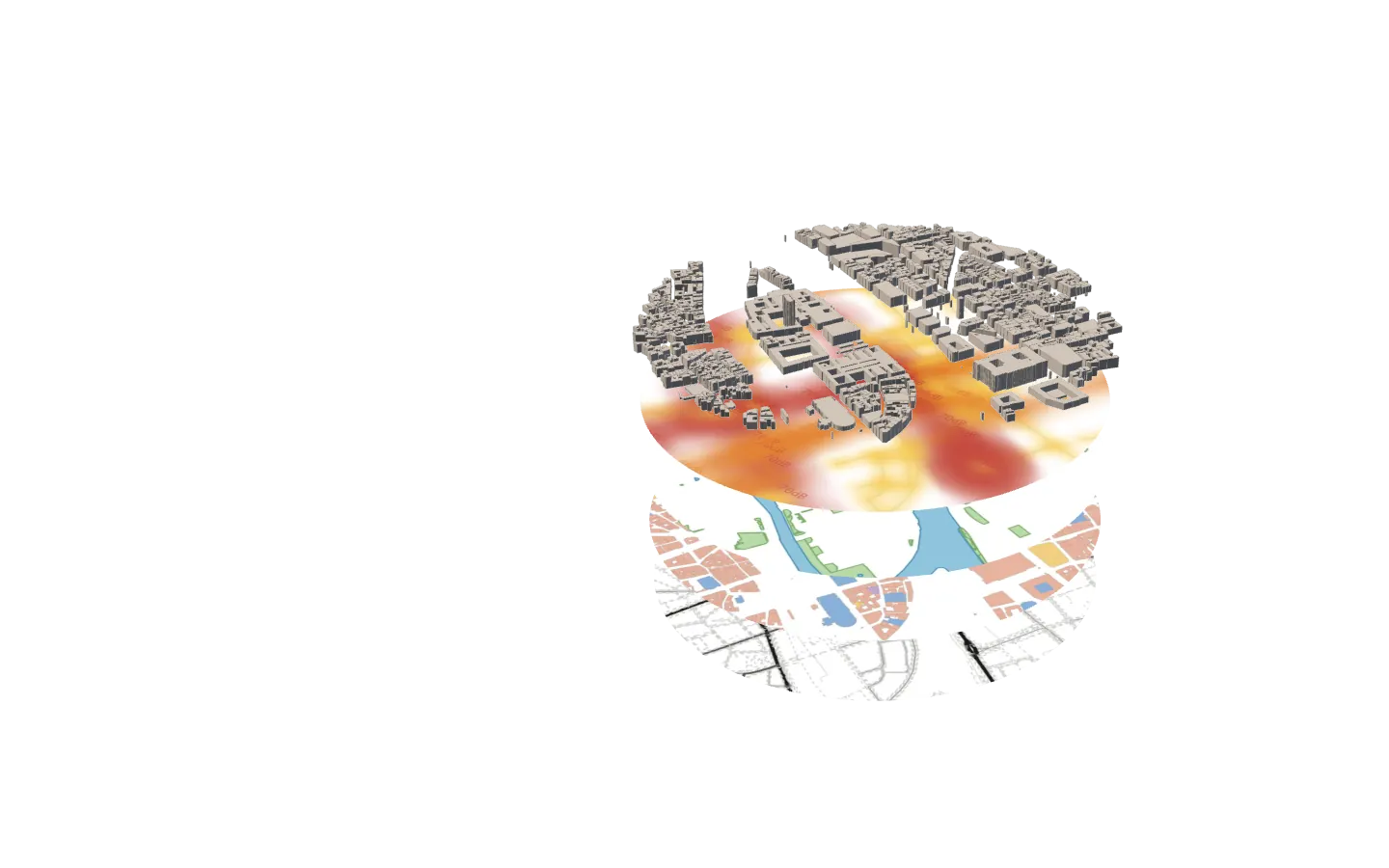 Urban data visualization and node analysis map for architecture