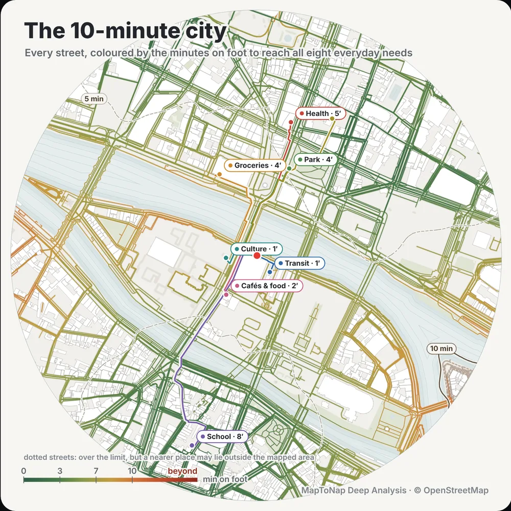 15-minute city: MapToNap Deep Analysis