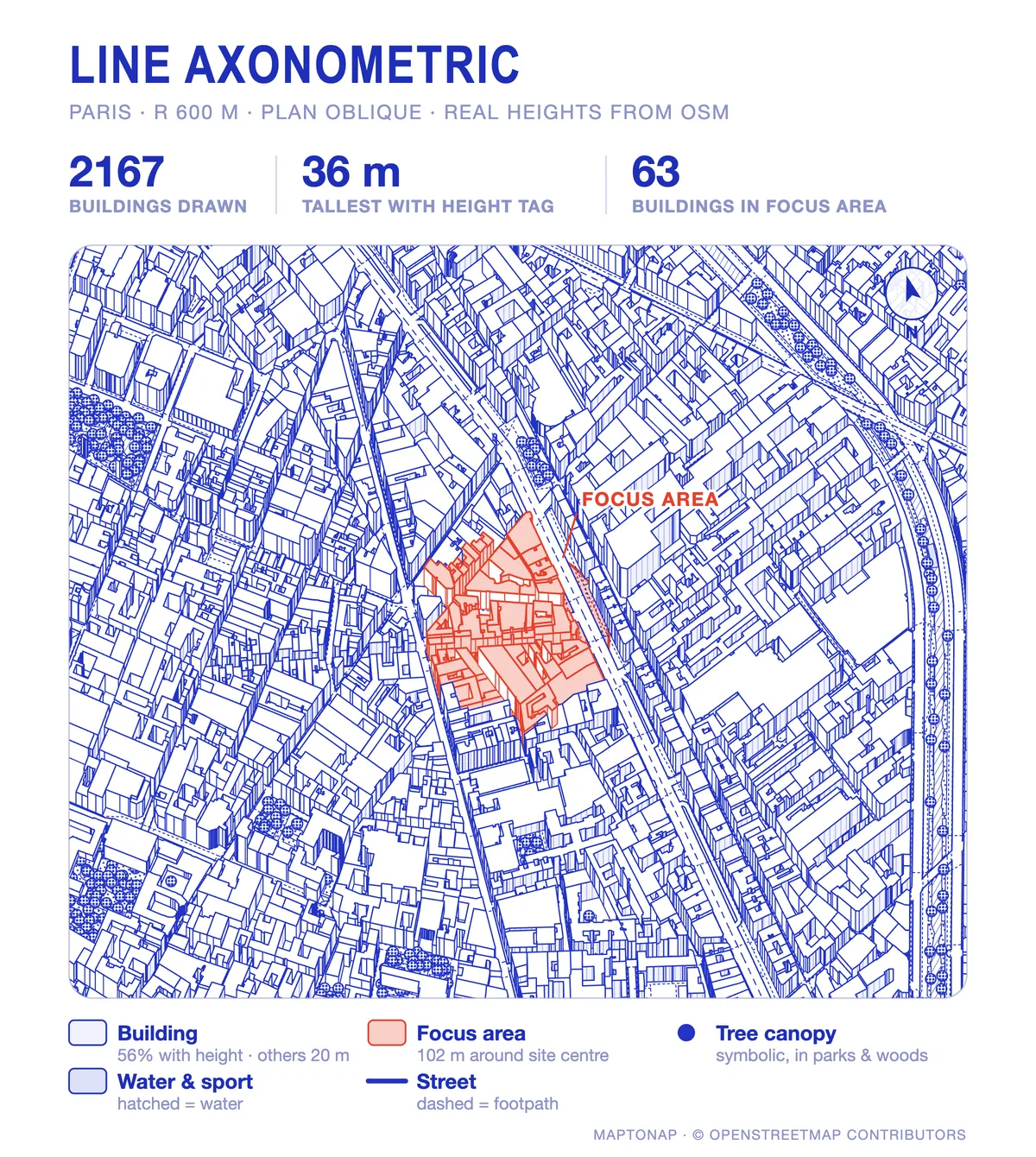 Line Axonometric, Paris: real MapToNap export